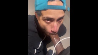 BBC GETTING SWALLOWED BY MIXED GUY IN PUBLIC BATHROOM
